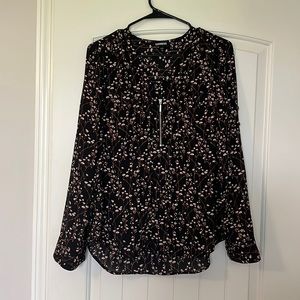 Black Floral Express Blouse, Size Medium